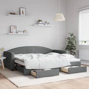 Divano Letto Estraibile Cassetti Grigio Scuro 90x200cm Tessuto 3197225