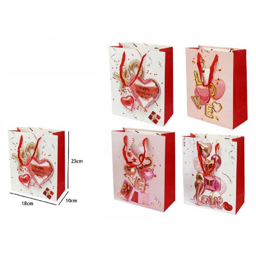 Trade Shop - Set 6 Buste Borsa Regalo Sacchetti San Valentino 18x23x10cm 71095 Varie Fantasie -
