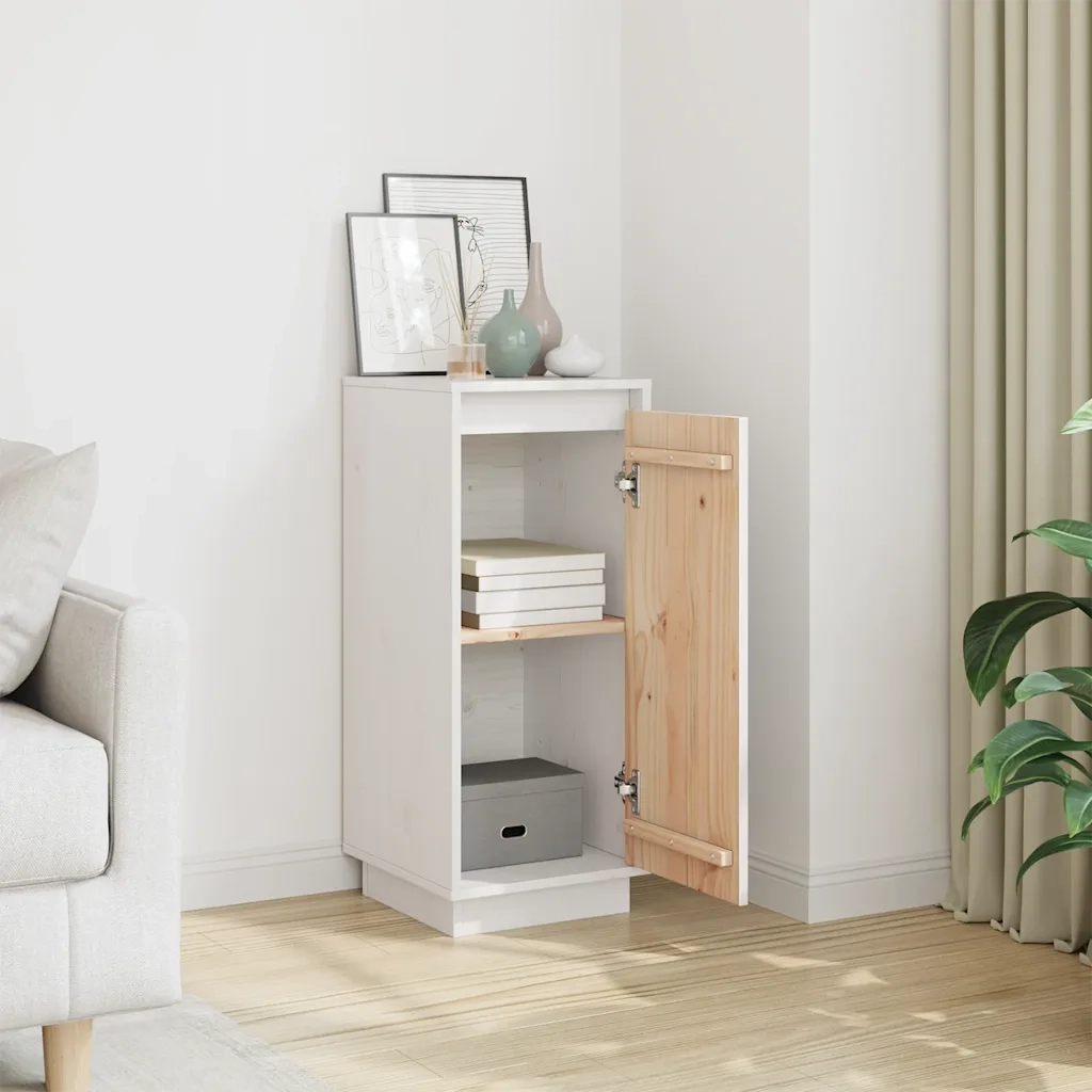 Credenza Bianca 31,5x34x75 cm in Legno Massello di Pino cod mxl 65611