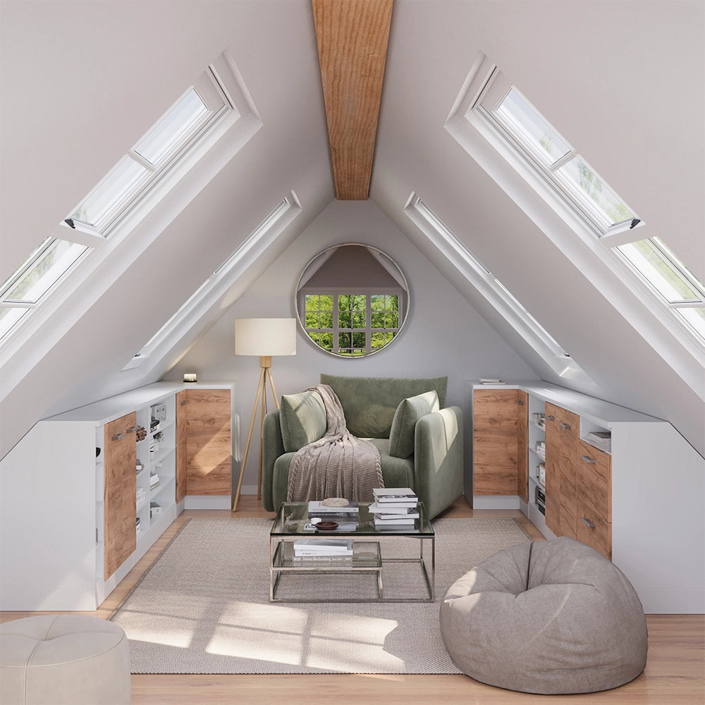 Mobile sottotetto Rion Rovere dorato/Bianco 80 x 83.8 cm con 2 porte, carcassa 60 cm profondità Vicco