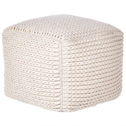 Pouf beige in cotone 50 x 50 x 35 cm con imbottitura in EPS Rivestimento tessuto spesso Pouf Boho
