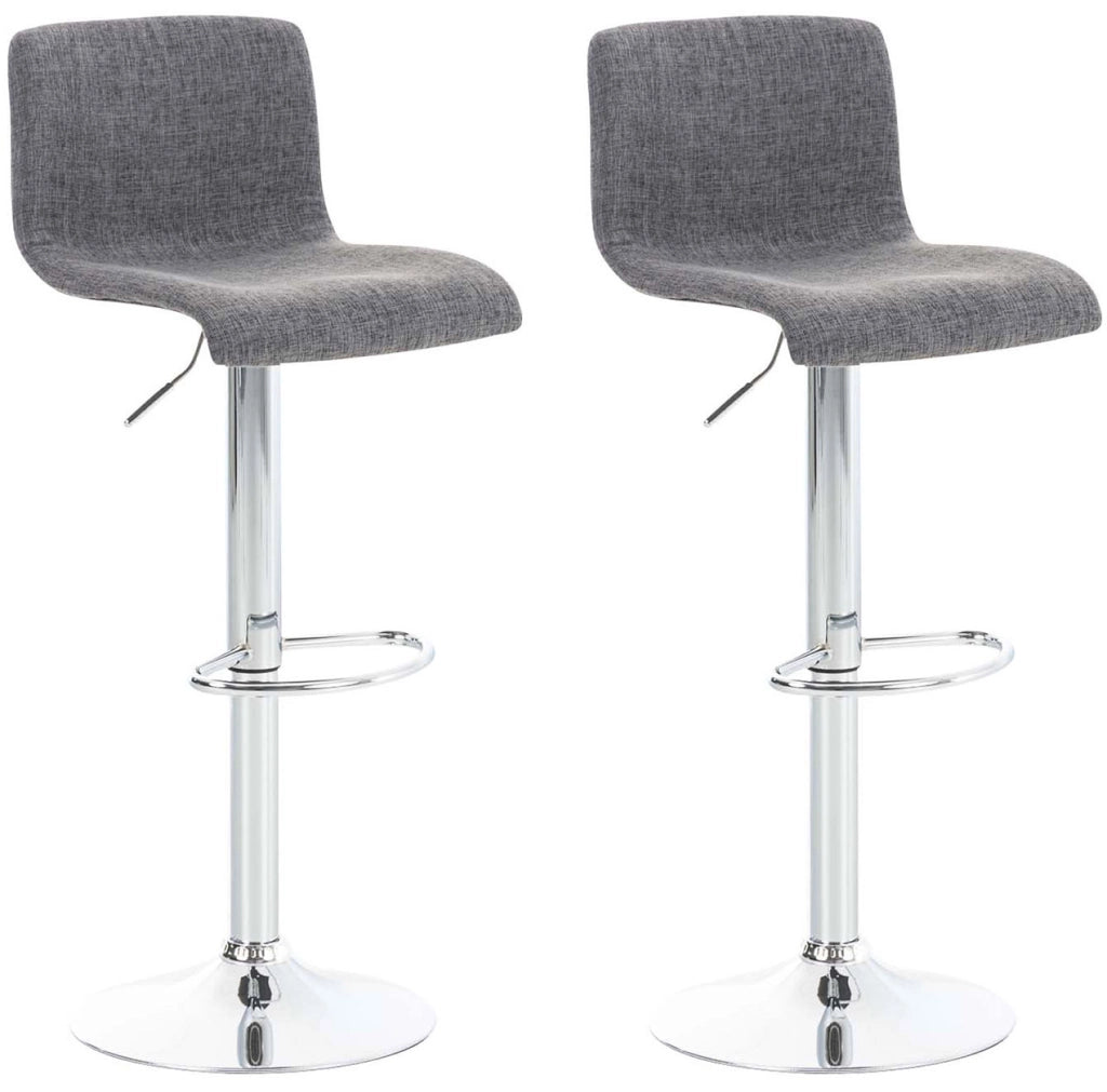 Set 2 sgabelli HOVER in tessuto grigio chiaro,cromo