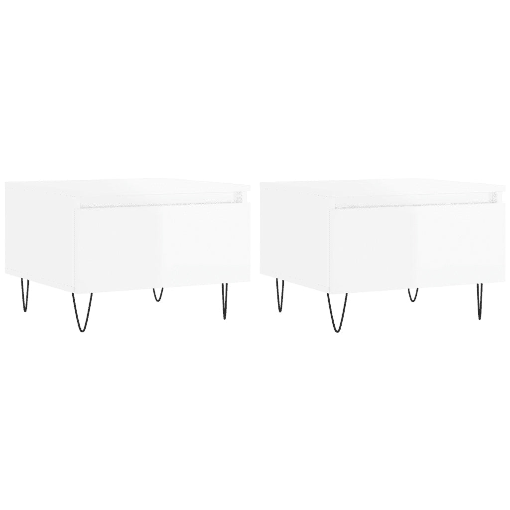 2 pz Tavolini salotto | Tavolino da caff¨¨ | Tavolino da Soggiorno Bianco Lucido 50x46x35cm Legno Multistrato