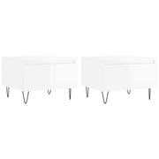 2 pz Tavolini salotto | Tavolino da caff¨¨ | Tavolino da Soggiorno Bianco Lucido 50x46x35cm Legno Multistrato