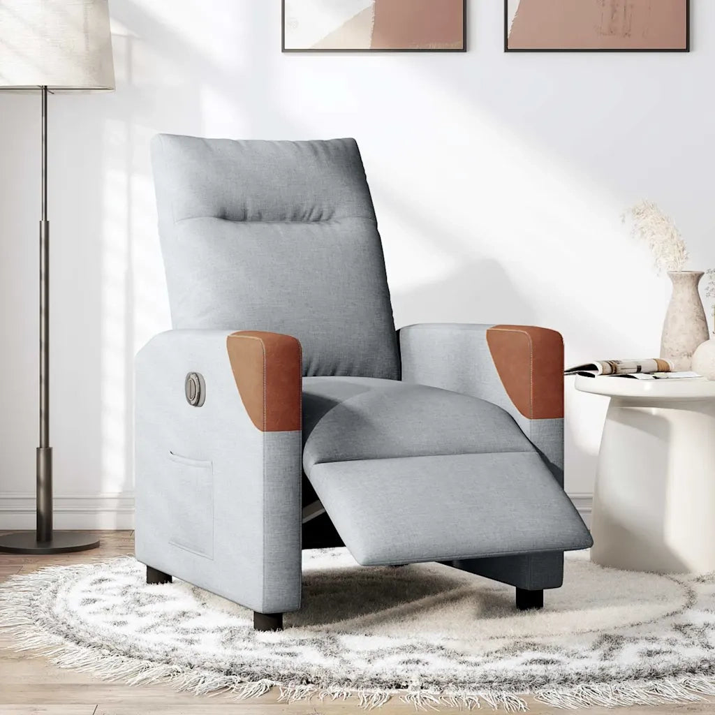 Poltrona | Sedia Relax Elettrica Reclinabile Grigio Chiaro in Tessuto