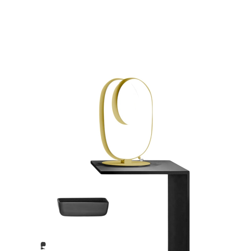 Diva - Lampada da tavolo led dimmerabile design moderno - Alluminio oro spazzolato, diffusore in silicone, luce calda 3000K, 17W