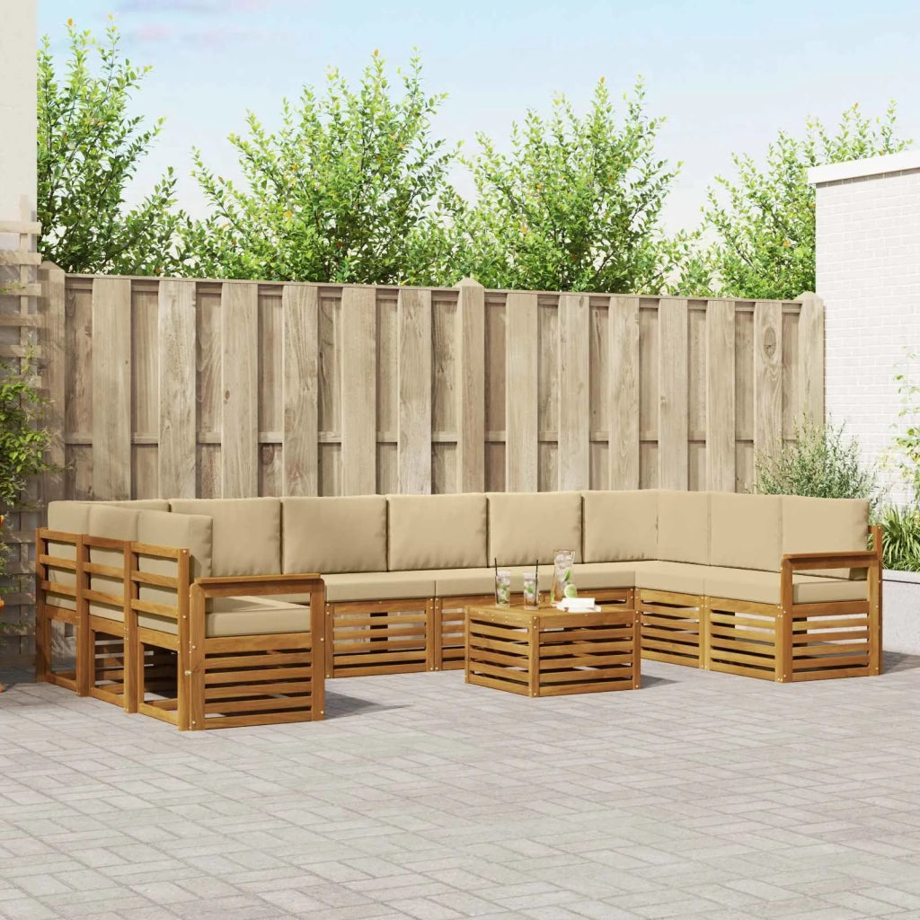 Set di divani da esterno con cuscino 11 pcs Naturale e Beige