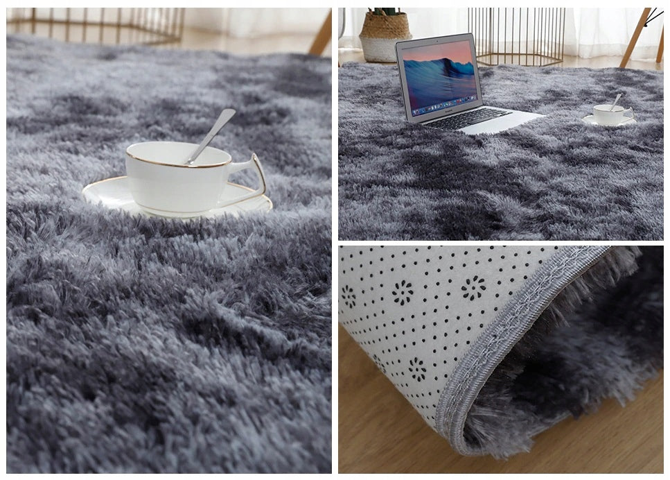 Tappeto morbido shaggy peloso grigio scuro 60x90 cm