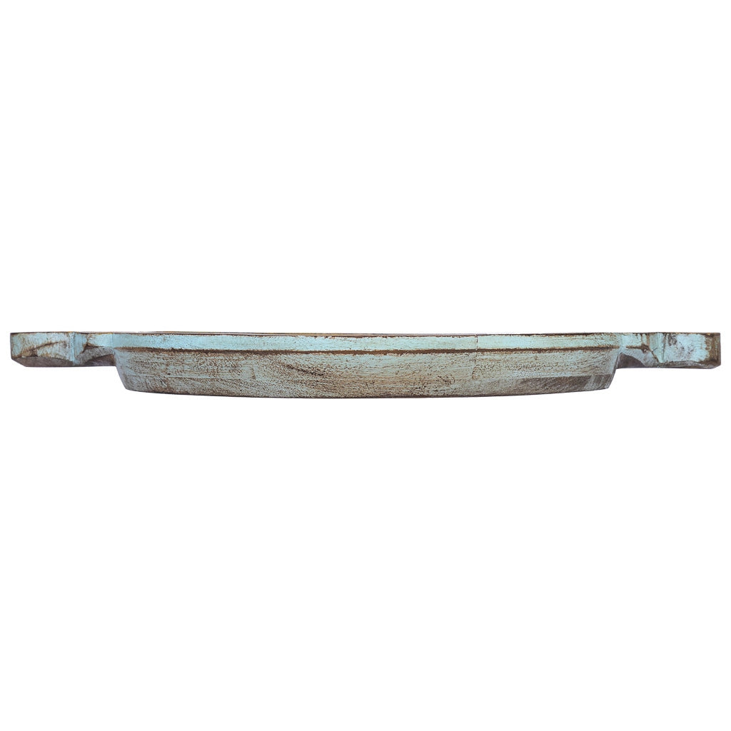 Vassoio in legno dipinto a mano verde 50x39x5h cm