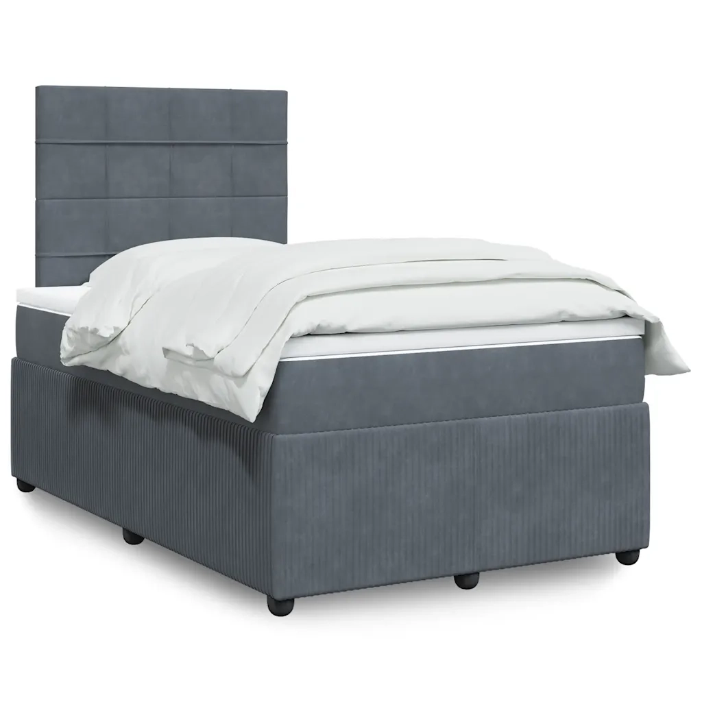Giroletto a Molle con Materasso Grigio Scuro 120x200 cm Velluto
