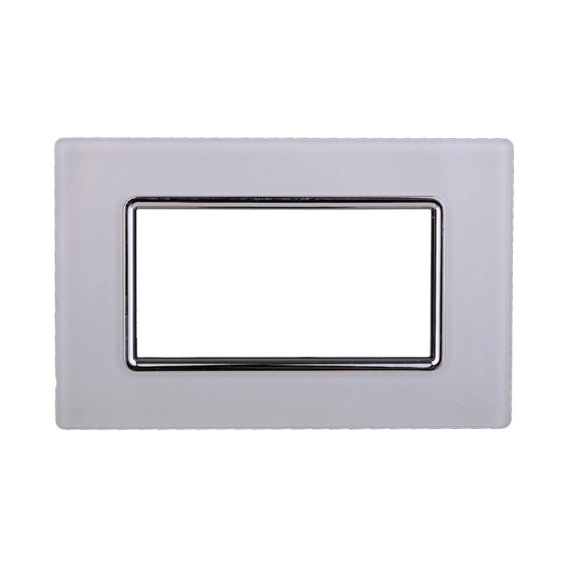 Placca In Vetro Serie Space 4P Colore Bianco Compatibile Con Bticino Living Light