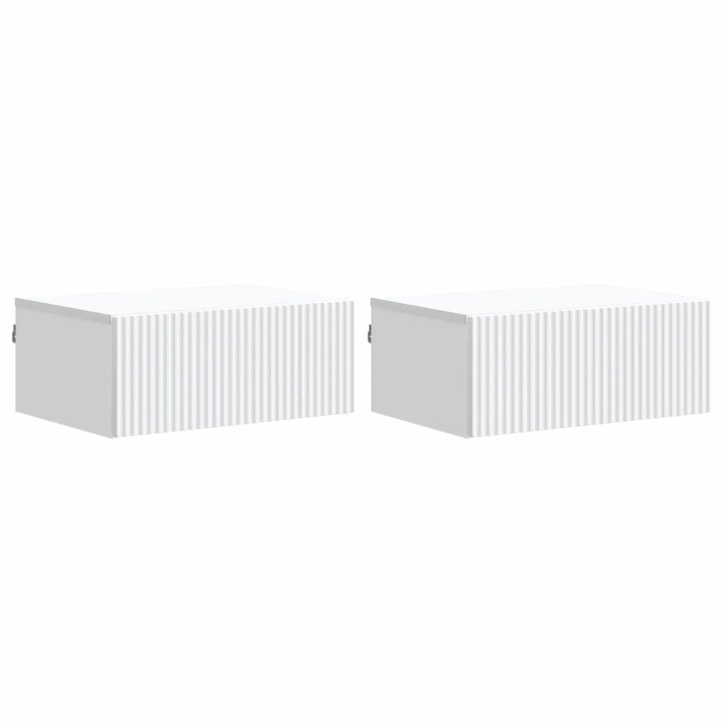 Set di 2 Comodini | Armadio da Notte | Mobiletto da notte a muro Bianco 49 x 34,5 x 20 cm