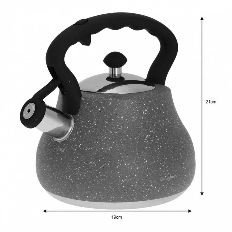 Klausberg KB-7447 Bollitore con fischietto grigio marmo 2,7 l in acciaio inossidabile