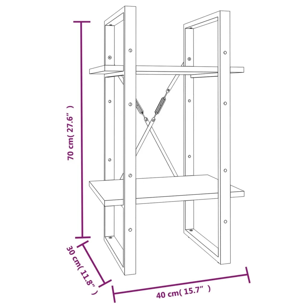Libreria a 2 Ripiani-Scaffale per Libri-Mobile di Stoccaggio Grigio Sonoma 40x30x70cm Legno Multistrato