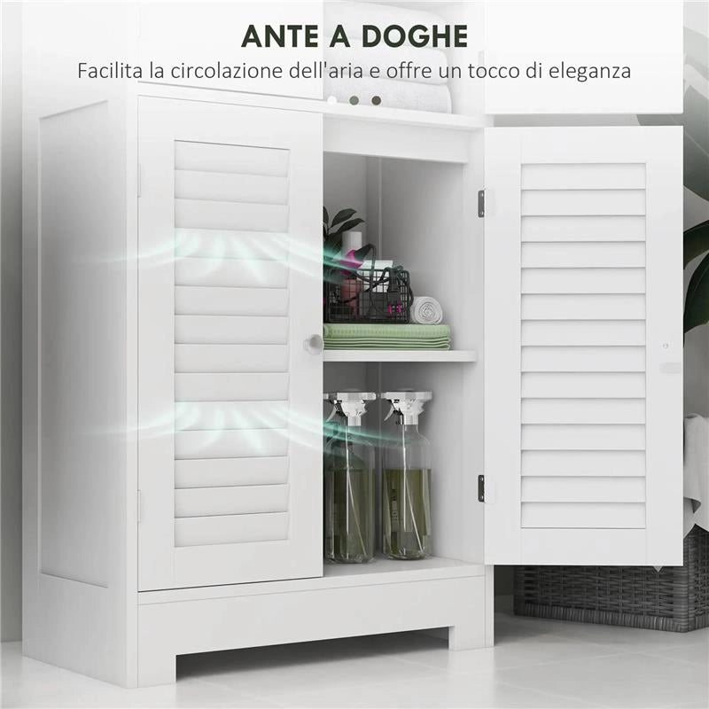 MOBILE COLONNA BAGNO CON 3 ARMADIETTI E ANTE IN VETRO E A PERSIANA 60X30X170.5 CM BIANCO