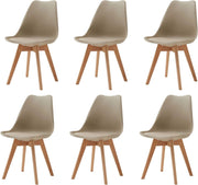 GrandCA HOME Set di 6 Sedie Imbottite per Sala da Pranzo Con Gambe in Legno Massello di Faggio, Adatte per Sala da Pranzo, Soggiorno, Cucina, Camera da Letto, Cachi