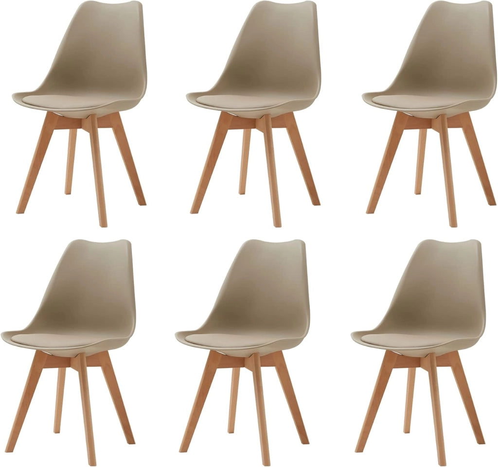 GrandCA HOME Set di 6 Sedie Imbottite per Sala da Pranzo Con Gambe in Legno Massello di Faggio, Adatte per Sala da Pranzo, Soggiorno, Cucina, Camera da Letto, Cachi