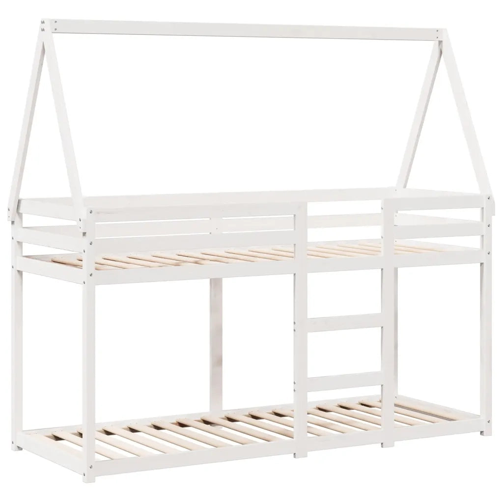 Letto singolo | Letto per adulti | Letto a Castello con Tetto Bianco 80x200 cm Legno Massello Pino