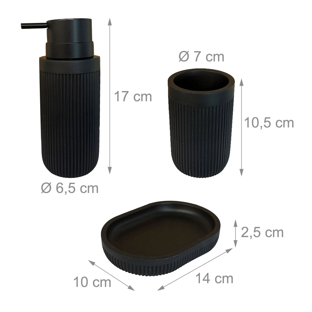 Set di 3 accessori da bagno dal design contemporaneo armonia per il bagno in poliresina grigia 13_0017904