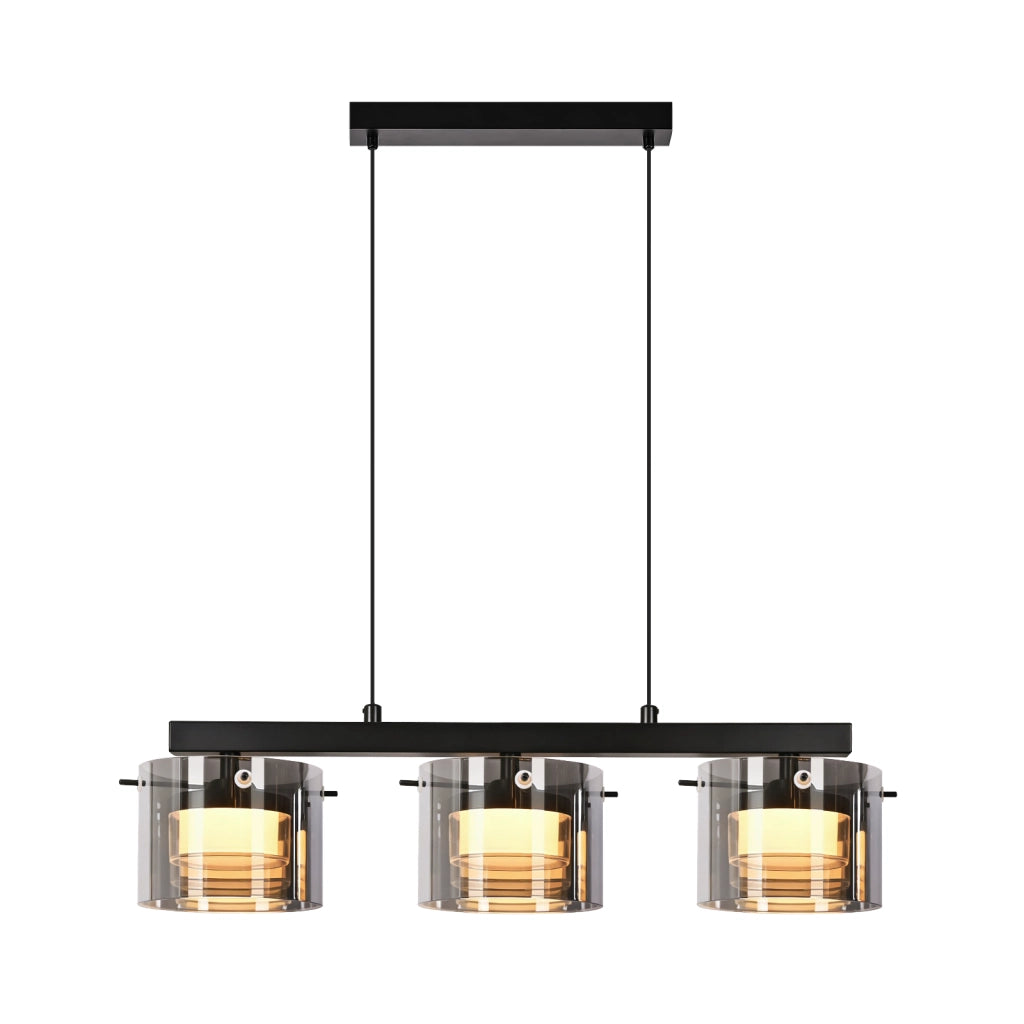 ZMH Lampada a sospensione vetro 3 luci altezza regolabile 140 cm per sala pranzo soggiorno cucina camera letto corridoio