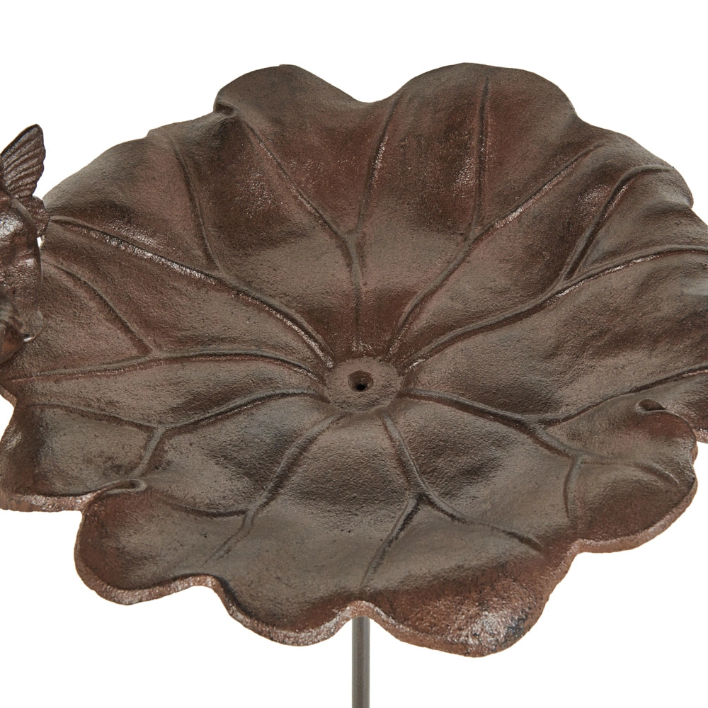 Fontana per uccelli marrone abbeveratoio d'acqua per uccelli in ferro per giardino Accento decorativo all'aperto