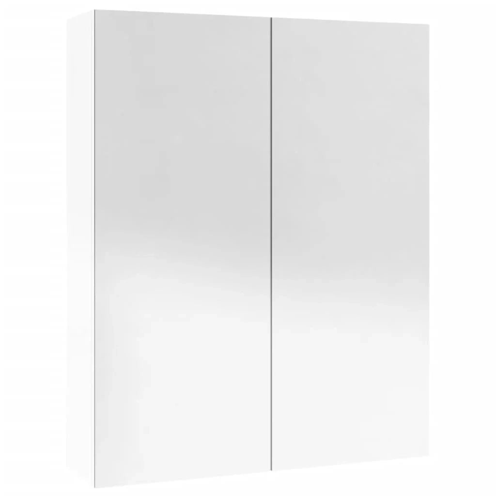 Mobiletto specchio da bagno 60 x 15 x 75cm bianco lucido MDF 02_0006708
