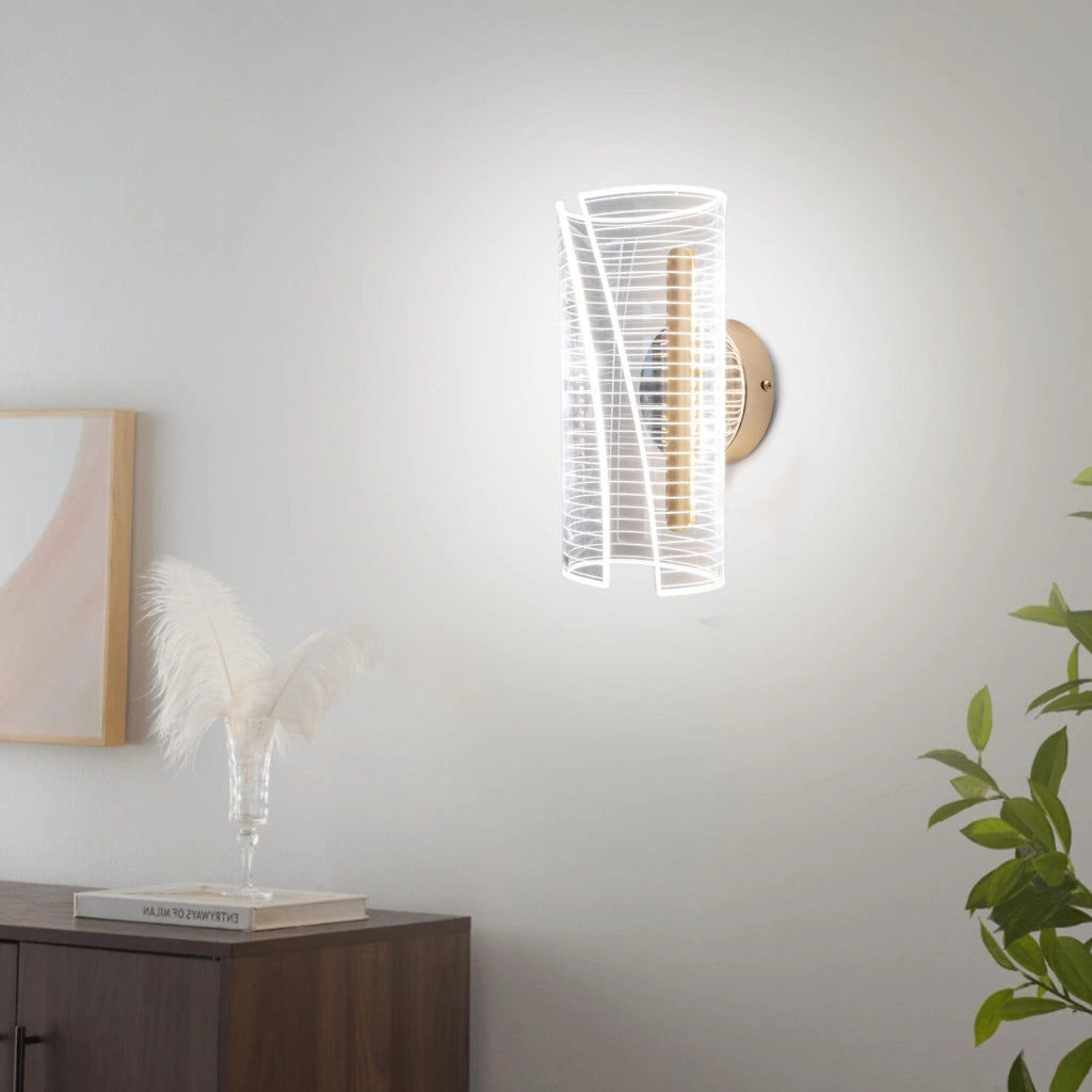 Applique LED da Parete Interno 6W CCT 3000K-4000K-6500K in Metallo Dorato con Diffusore Acrilico – Design Moderno Decorativo per Salotto, Camera, Corridoio