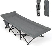 Brandina da Campeggio, Letto da Campeggio con Cuscino e Poggiatesta, Tappetino a Doppio Strato, Brandina da Campeggio Portatile per Ufficio, Casa, Carico Fino a 204 kg(grigio)