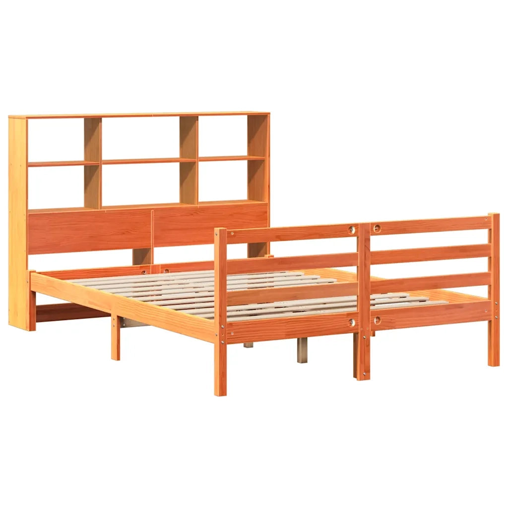 Letto Libreria senza Materasso Marrone Cera 160x200 cm Legno 3321919