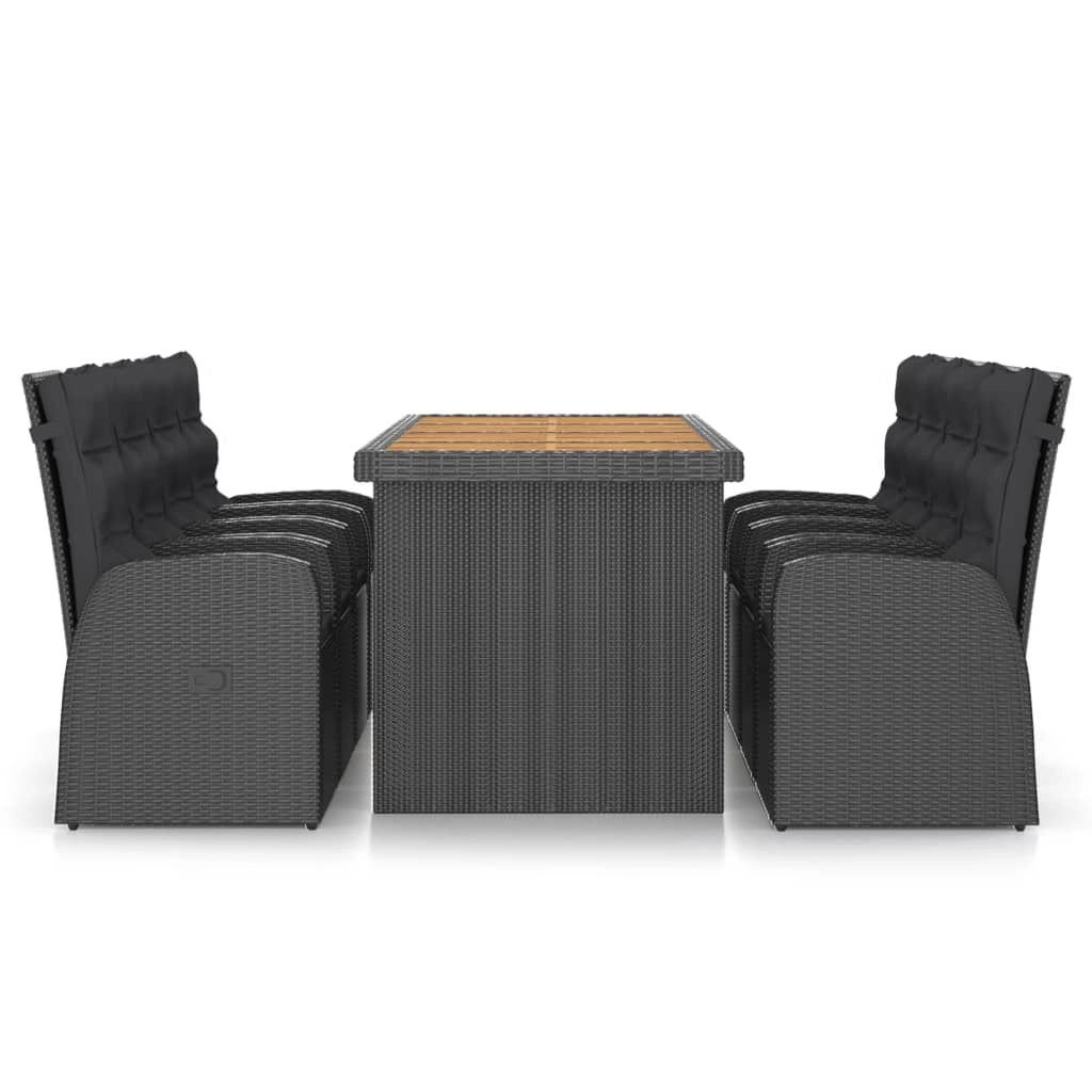 Set da pranzo da giardino 9 pezzi con cuscini in resina intrecciata nera 02_0014936