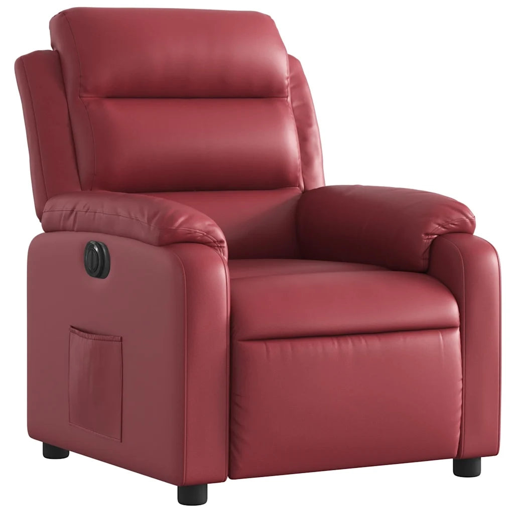 Poltrona Reclinabile Elettrica Rosso Vino in Similpelle 3205032