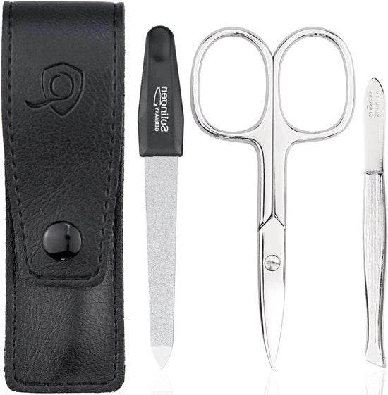 Set di Manicure a 3 Pezzi comprensivo di Taglia Capelli, Limite Unghie e Pinze - con Custodia - Perfetto per Lui o Lei - Casa o Viaggio