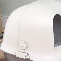 Lettiera per Gatti Chiusa 58x46x39 cm con Gattaiola e Paletta in PP Grigio Chiaro e Bianco