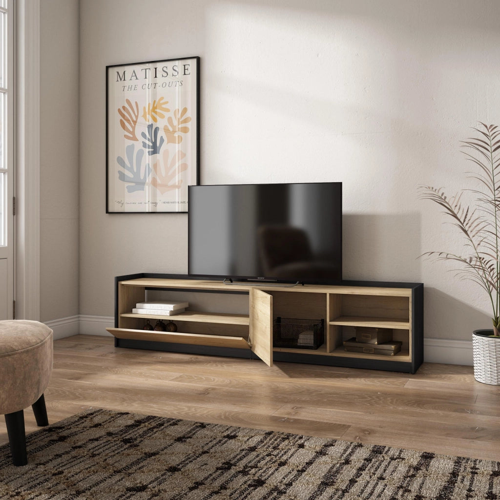 Mobile TV Soggiorno, 207x50x37 cm, Per TV fino a 80", Mobile Soggiorno, Rovere e nero