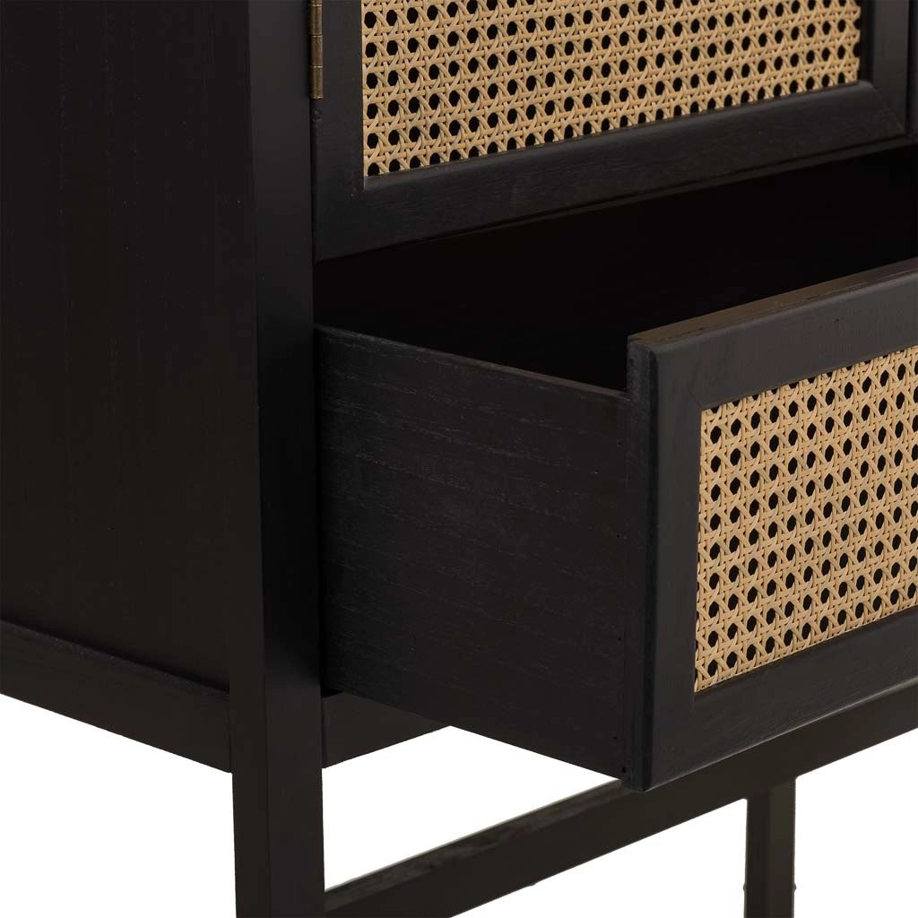 Mobile in legno nero e rete 97x47x167h