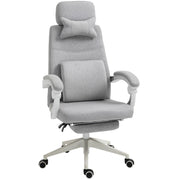 Sedia da ufficio ergonomica ¨C zephmum ¨C grigio, schienale regolabile, poggiapiedi estraibile 62x68x117-127cm