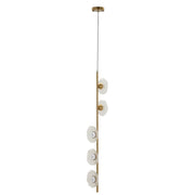 Lampadario verticale Emily in metallo oro e vetro