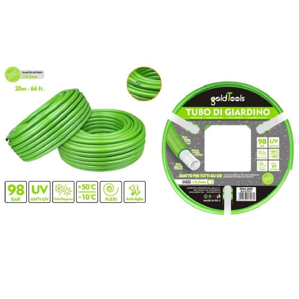 Trade Shop - Tubo Per Giardino Irrigazione In Pvc Verde Pompa Acqua 20 Mt 66ft ø 6.5mm 57513 -