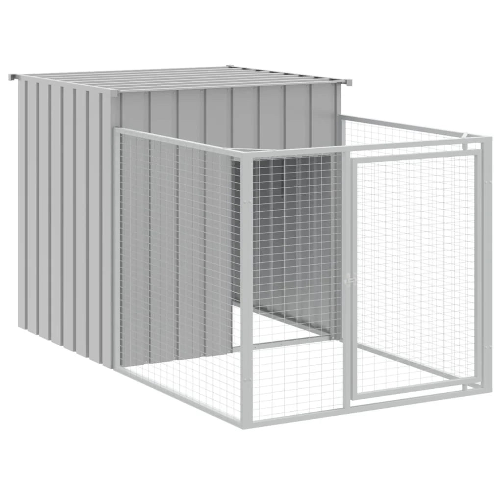 Cuccia per cani con cortile luminoso 110 x 609 x 110 cm grigio 02_0043492