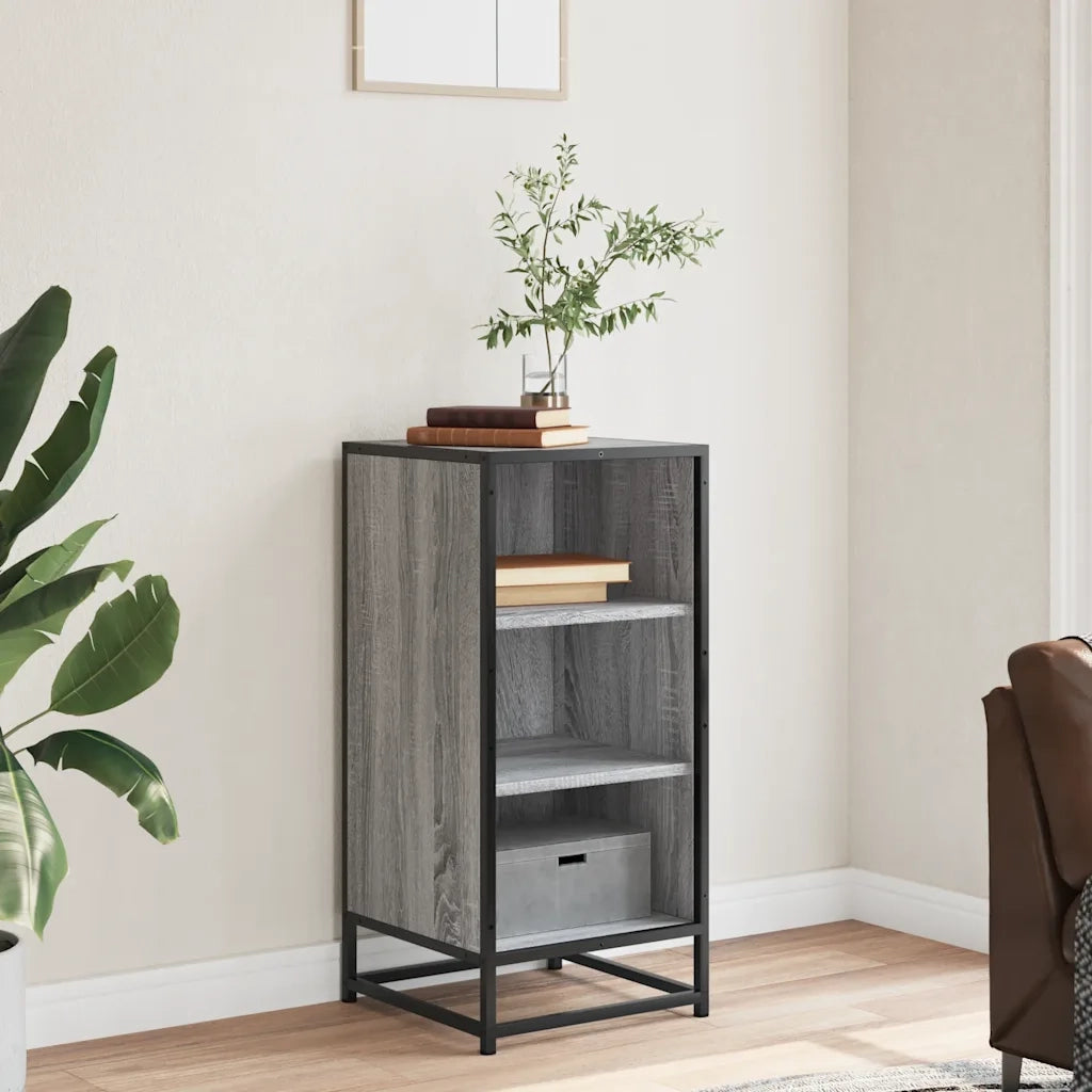 Credenza Grigio Sonoma 35,5x35x76 cm in Truciolato e Metallo 848952