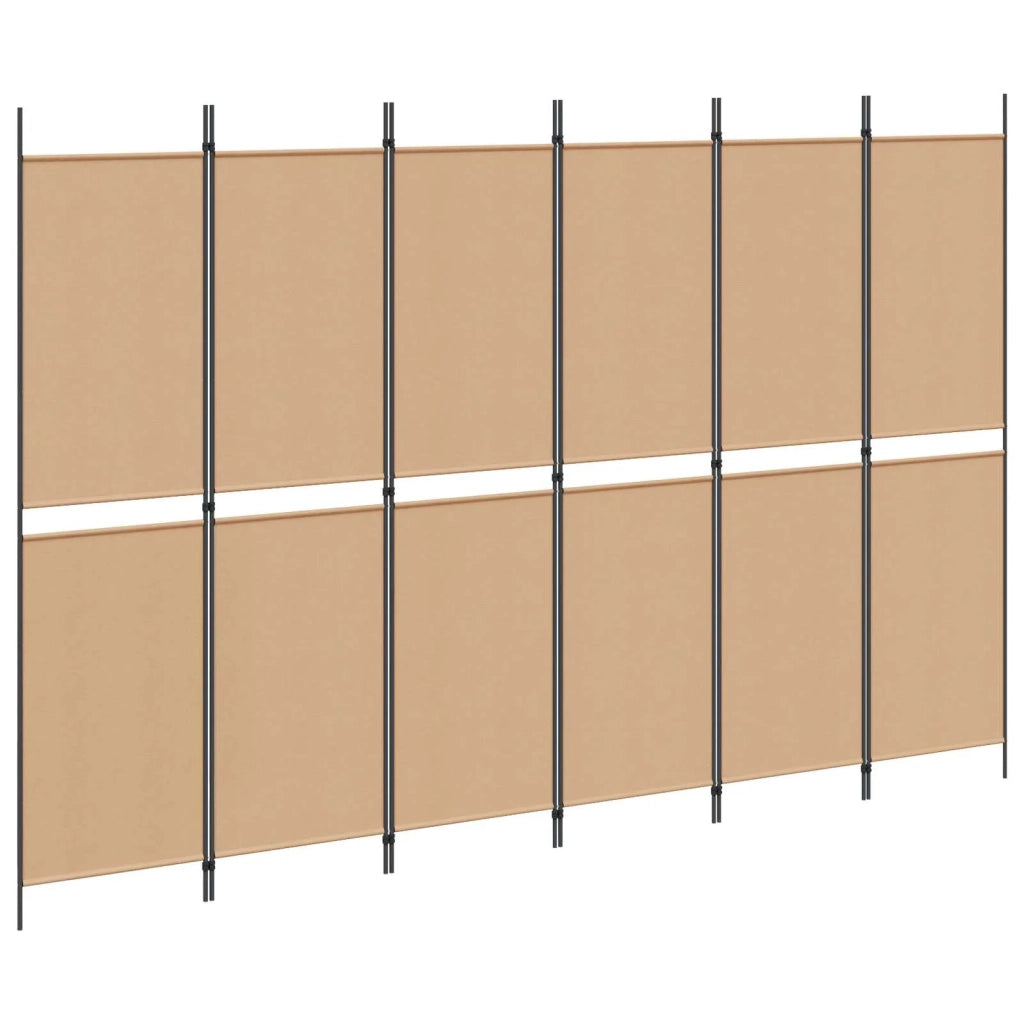 Divisore per Stanza a 6 Pannelli Beige 300 x 200 cm Tessuto 42039222