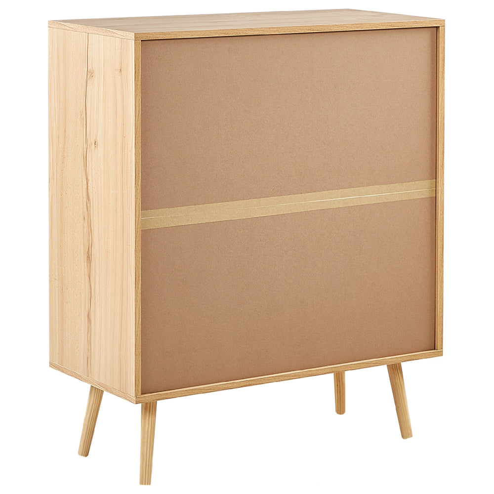 Cassettiera con 4 cassetti in rattan in colore marrone chiaro stile boho soggiorno camera da letto