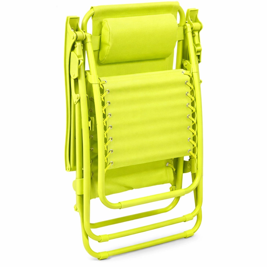 Kit 2 Sedie Sdraio Gravità Zero Reclinabili Pieghevoli Textilene Traspirante Giallo