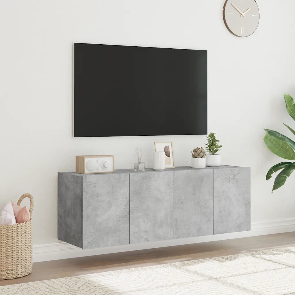 Mobili TV a Parete con Luci LED 2pz Grigio Cemento 60x35x41 cm
