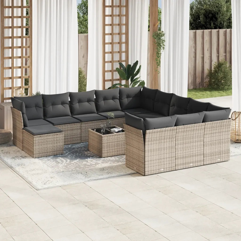 Set Divani da Giardino 13 pz con Cuscini Grigio in Polyrattancod mxl 87558