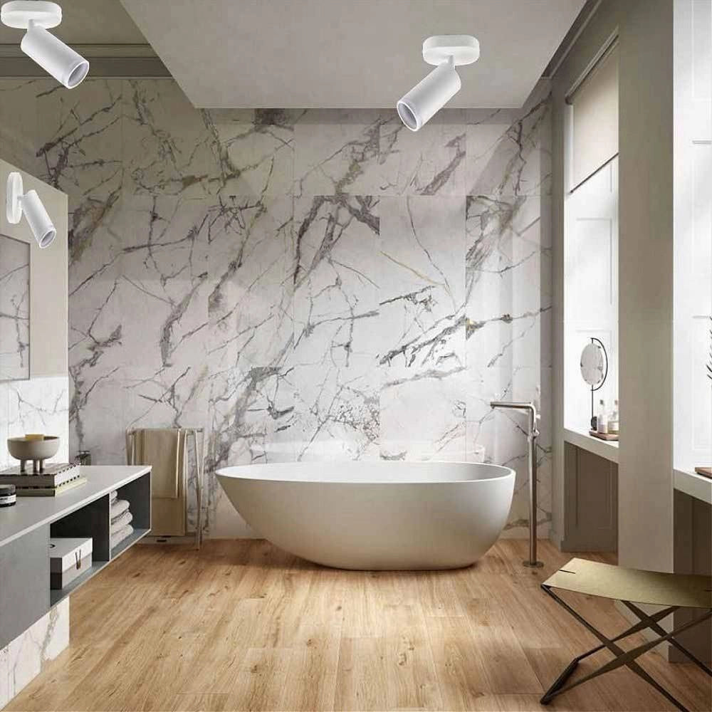 Trade Shop - Applique Plafoniera Orientabile Da Soffitto Parete 1 Diffusore Lampada Gu10 Ts-1 - Bianco