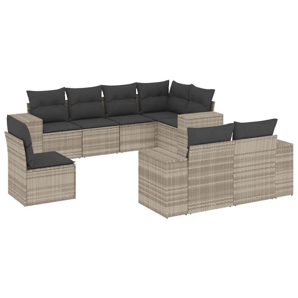 Set Divano da Giardino 8pz con Cuscini Grigio Chiaro Polyrattan 3255179