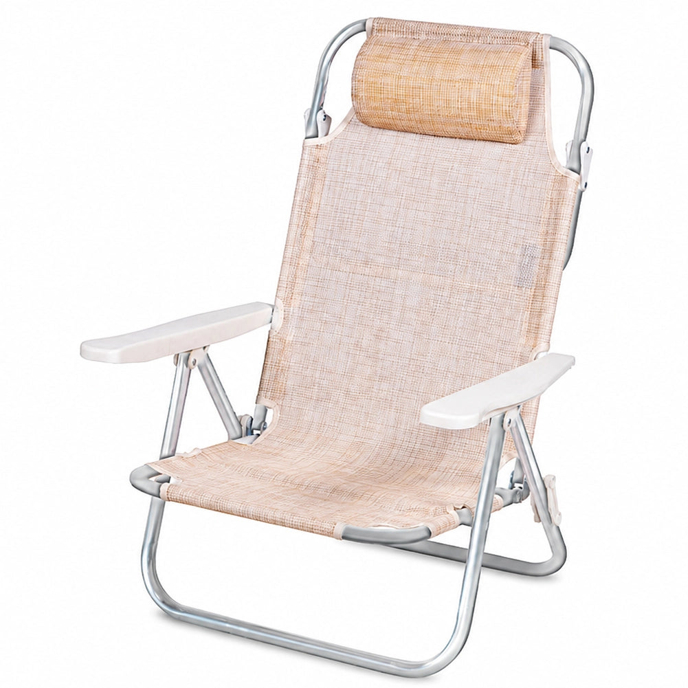 Spiaggina Sedia Prendisole Pieghevole Mare Spiaggia Reclinabile Beige Melange