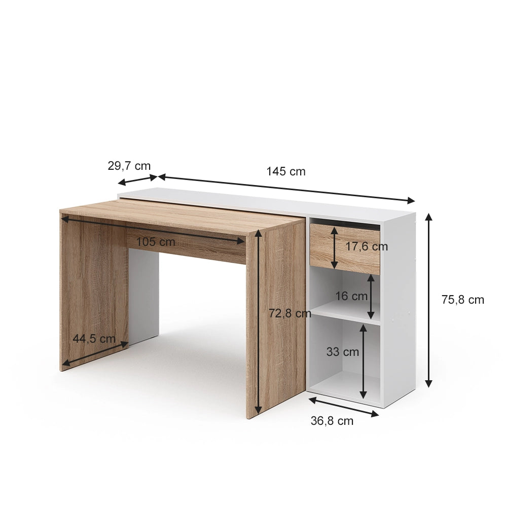 Vicco Scrivania Bianco/Sonoma 145 x 46.4 cm