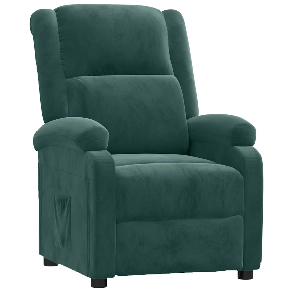 Divano Sedia-Poltrona Reclinabile Verde Scuro in Velluto 444592